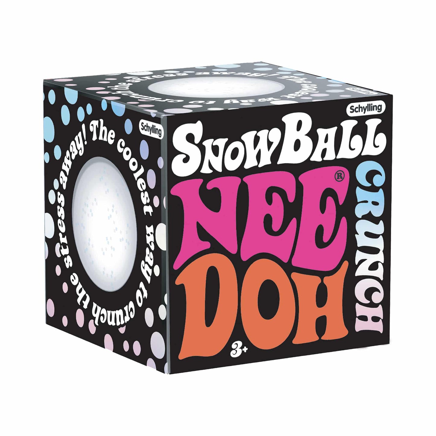 NeeDoh Press-Doh color changing sensory fidget toy showing black and white pattern turning into colors when squeezed