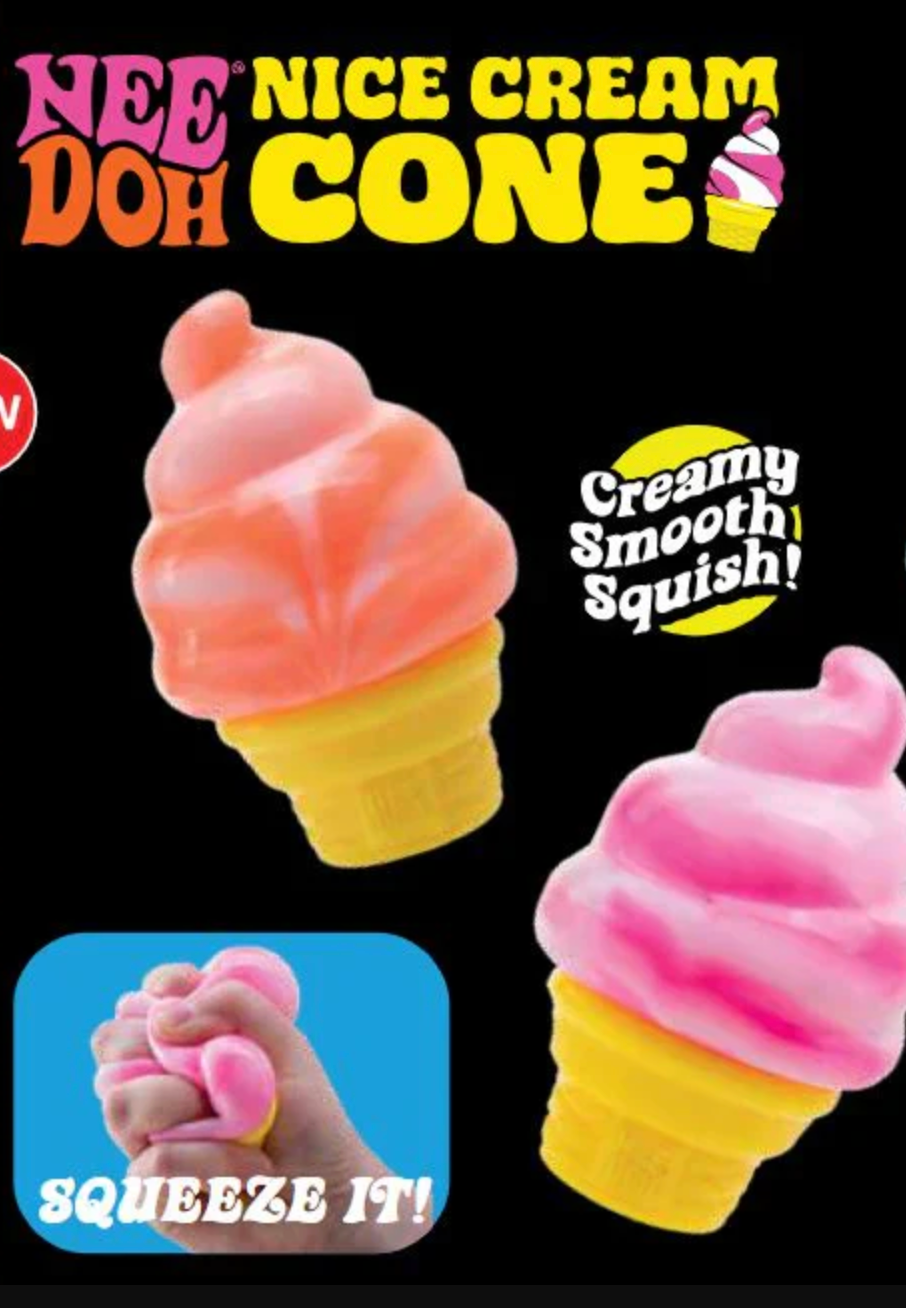 NeeDoh food shaped fidget toys — squishy Dohnuts, Ramen Noodles and Nice Cream Cone sensory squeeze toys
