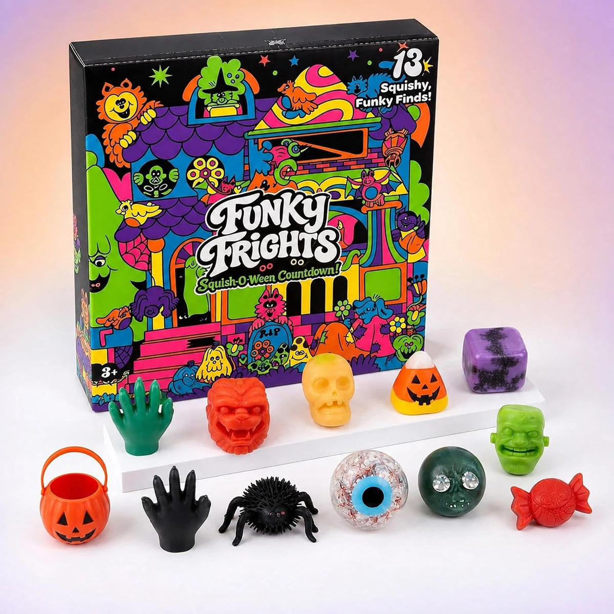 NeeDoh Funky Frights 13-piece Halloween squishy toy set with mini squishies