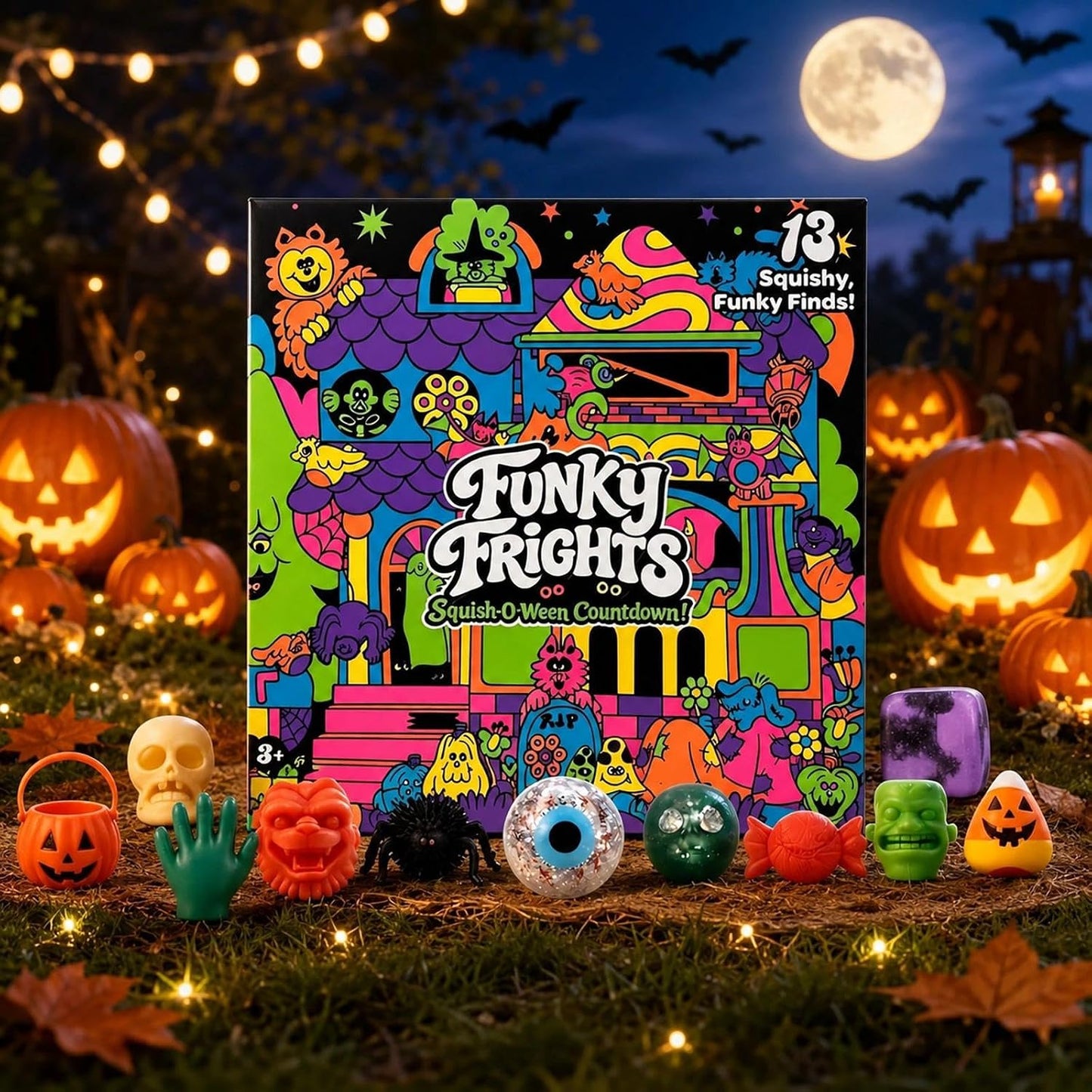 NeeDoh Funky Frights Halloween countdown calendar with colorful squishy toys