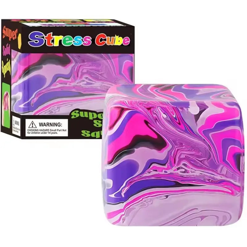 NeeDoh Swirl Nice Berg pink purple marbling sensory squeeze cube box packaging by Schylling
